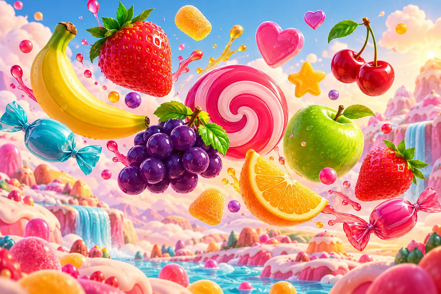 Original editorial illustration accompanying Sweet Bonanza Odibets: slot guide and live lobby check